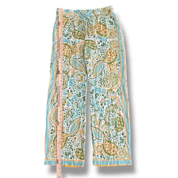 Rachel Zoe Womens Pants Large Wide‎ Leg Boho Paisley Print Aqua NWT Resort - Picture 6 of 11